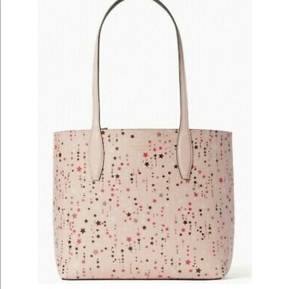 Kate Spade Twinkle Reversible Leather Tote Pale Pink Pouch Purple - Picture 3 of 9